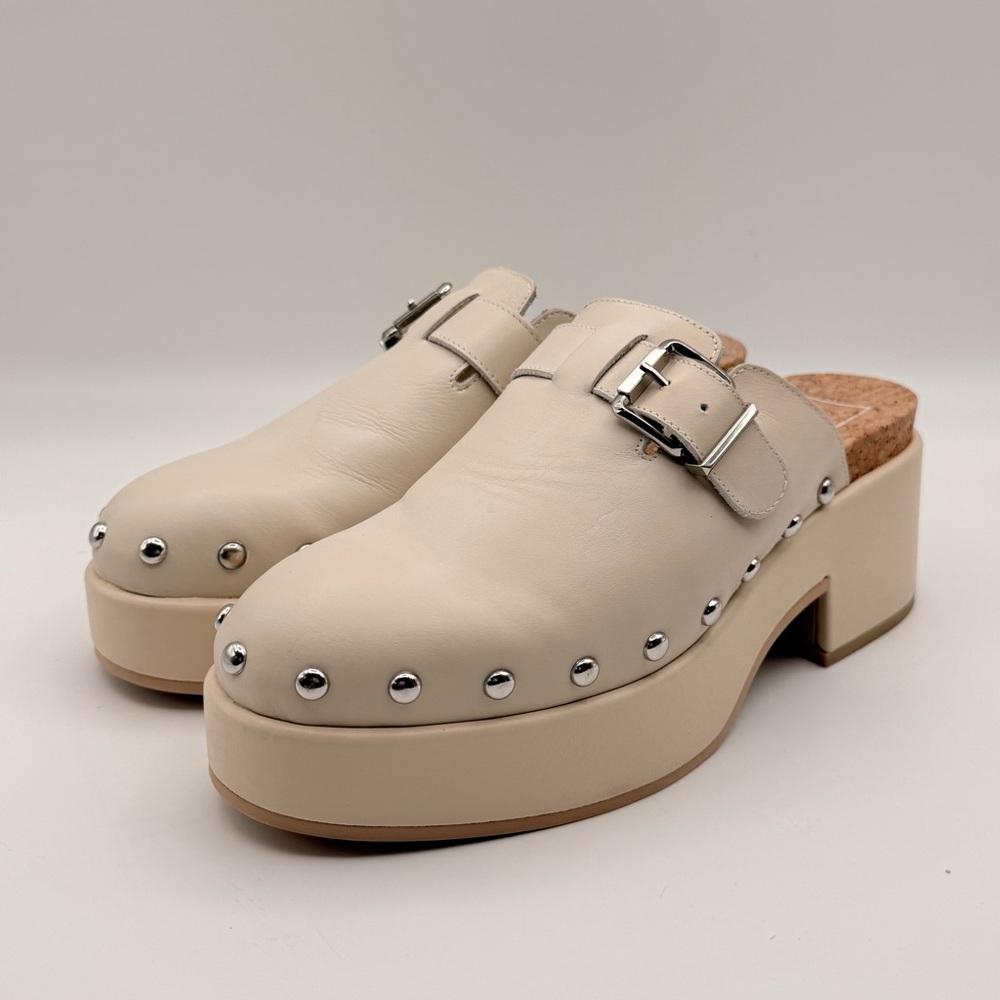 DOLCE VITA Cream Studded Platform Clogs Mules Slip On Shoes Women’s 8